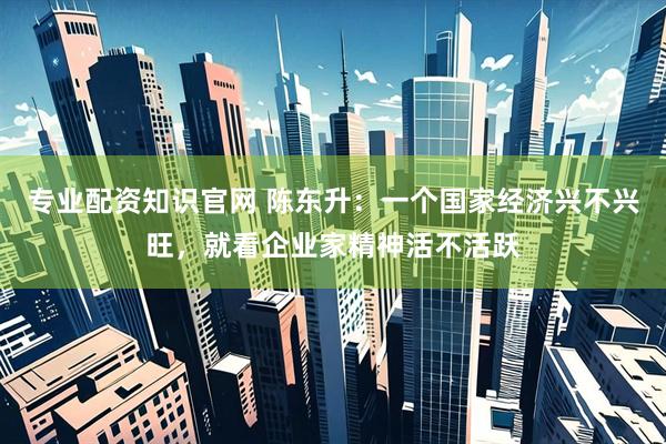 专业配资知识官网 陈东升：一个国家经济兴不兴旺，就看企业家精神活不活跃